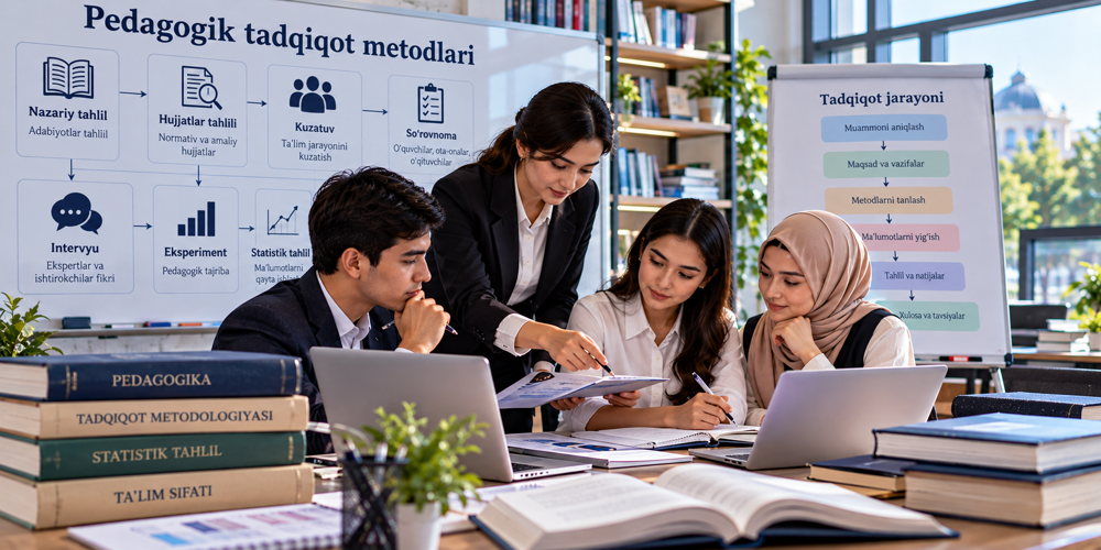 Pedagogik tadqiqot metodlari: ta’lim jarayonini o‘rganish va takomillashtirish usullari