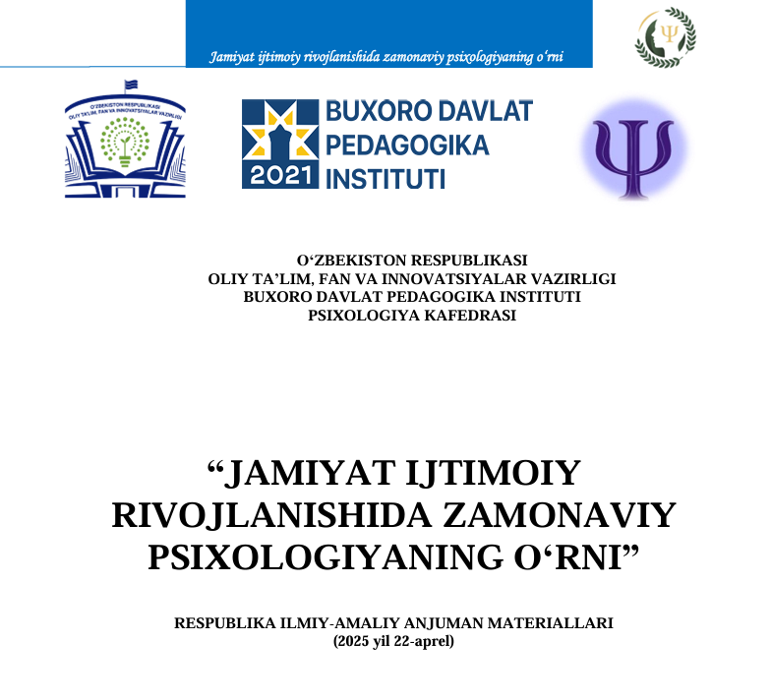 JAMIYAT IJTIMOIY  RIVOJLANISHIDA ZAMONAVIY  PSIXOLOGIYANING O‘RNI