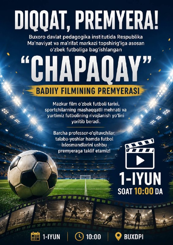 "Chapaqay" badiiy filmi premyerasi bo'lib o'tadi