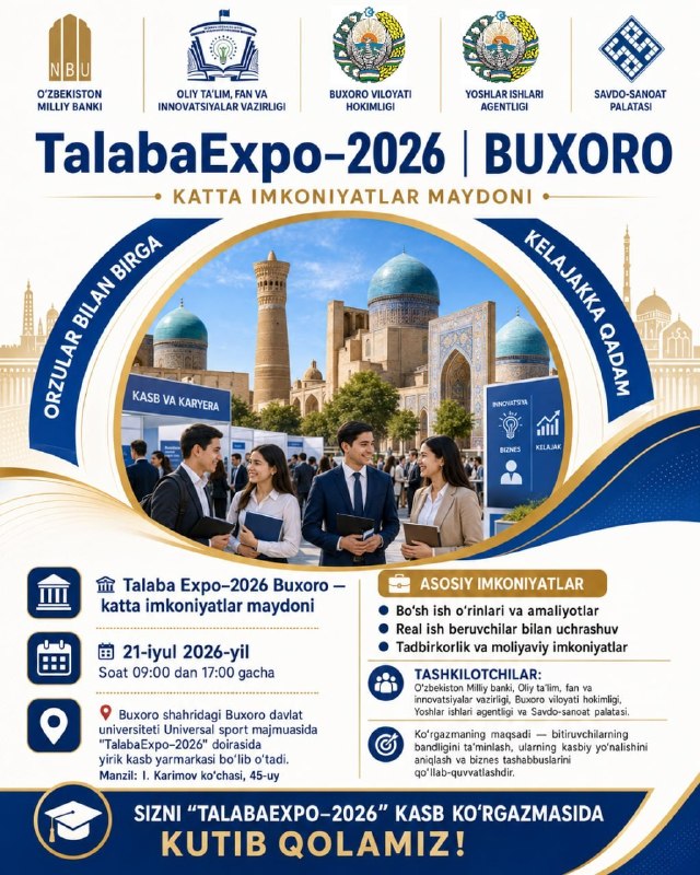 TalabaExpo–2026 Buxoro — kelajak kasbingiz sari muhim qadam!